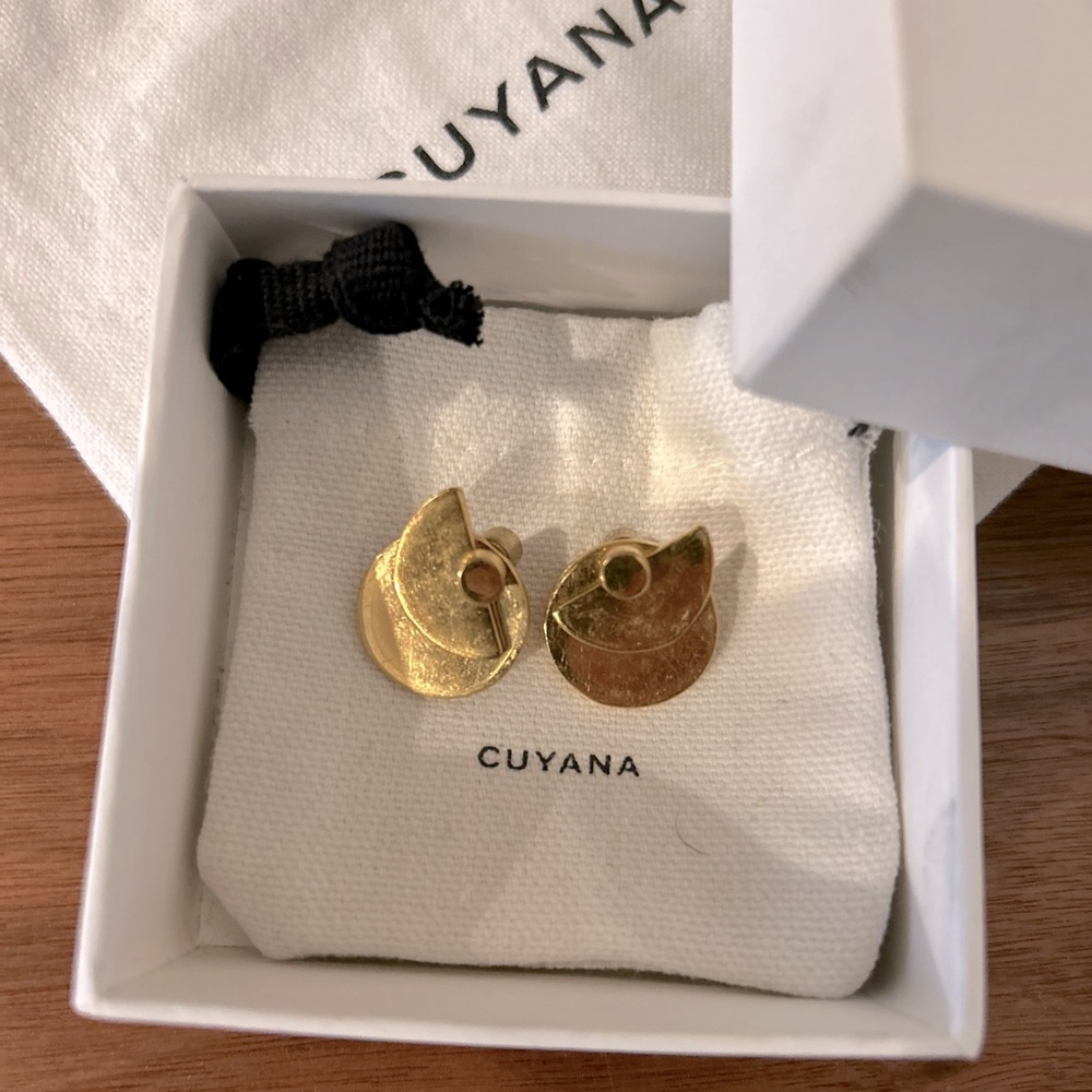 Cuyana Luna Ear Jacket Earrings- gold plated hoop